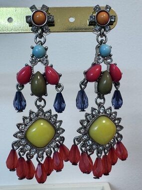 J. Crew Colorful Bohemian Multi-Color Dangle Earrings